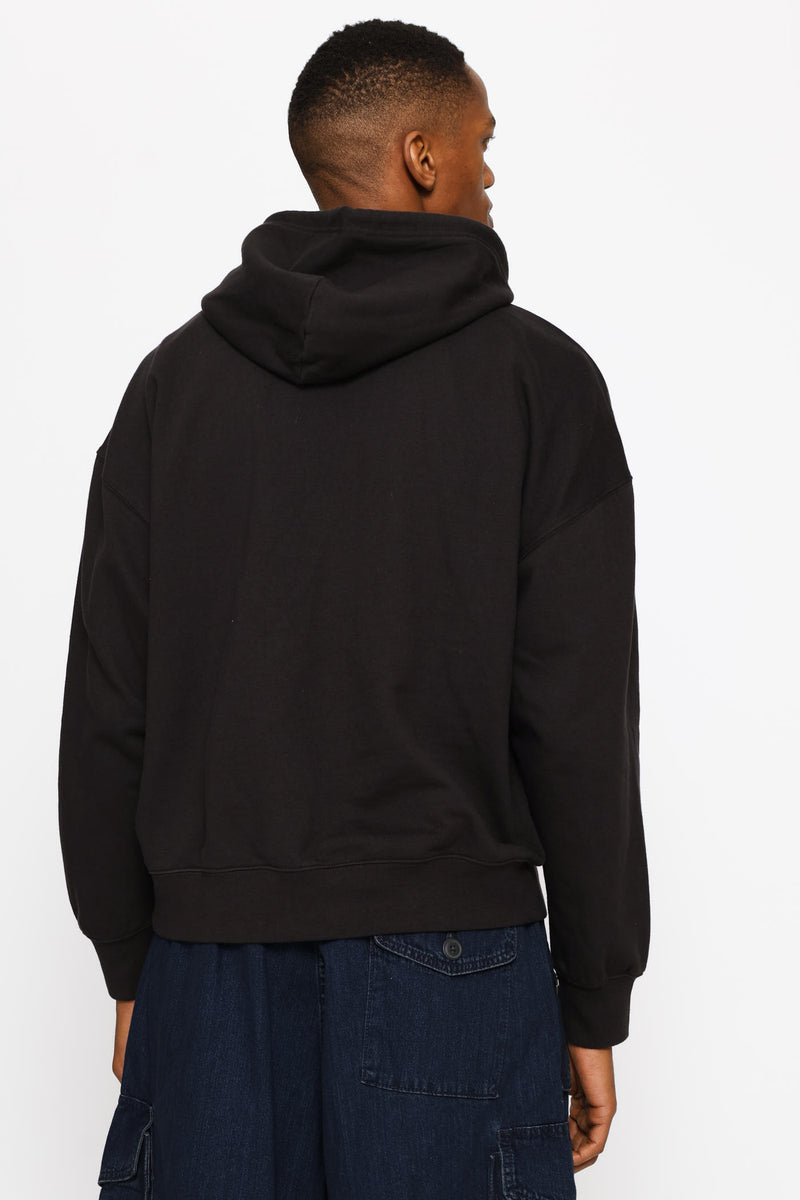 Graphic Boxy Hoodie - Black