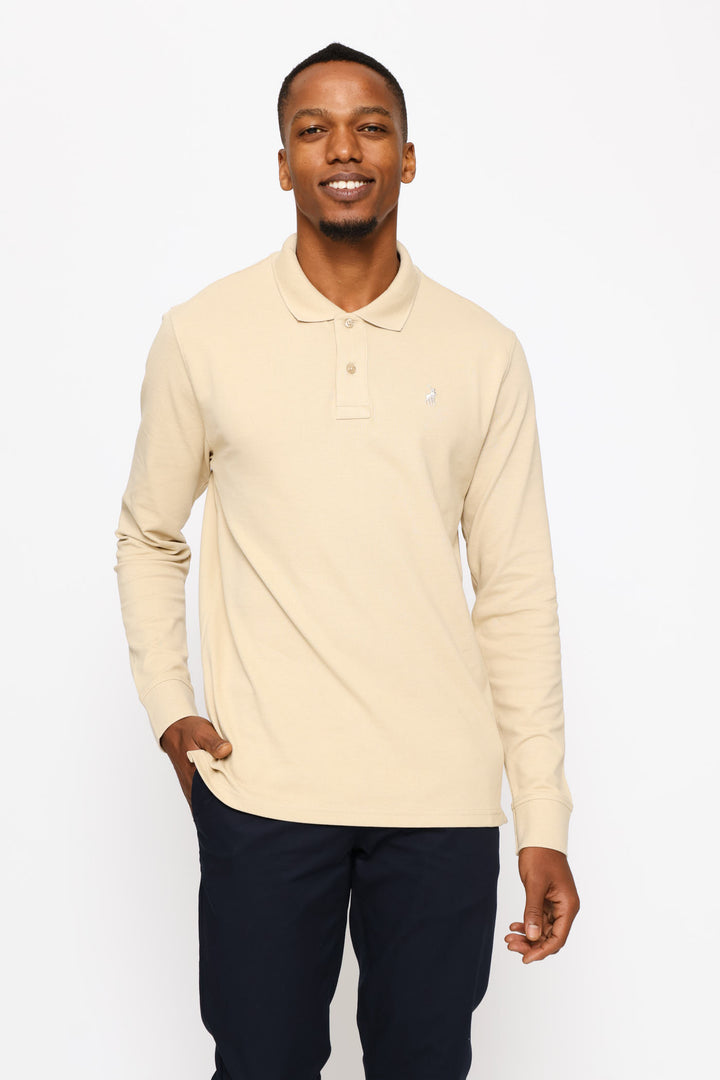 Carter Long Sleeve Golfer - Stone