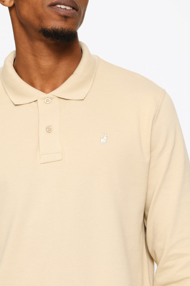 Carter Long Sleeve Golfer - Stone