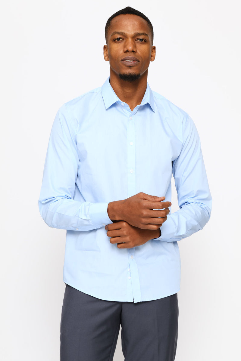 Slim Easy Care Long Sleeve Shirt - Light Blue