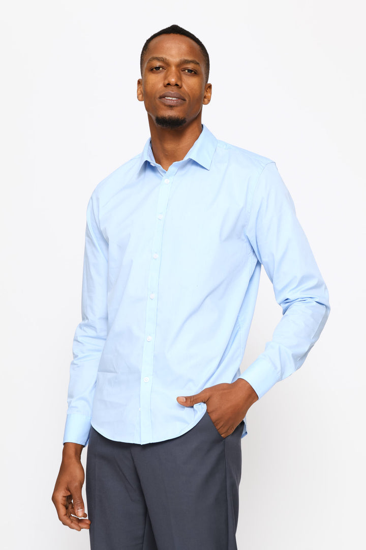 Slim Easy Care Long Sleeve Shirt - Light Blue