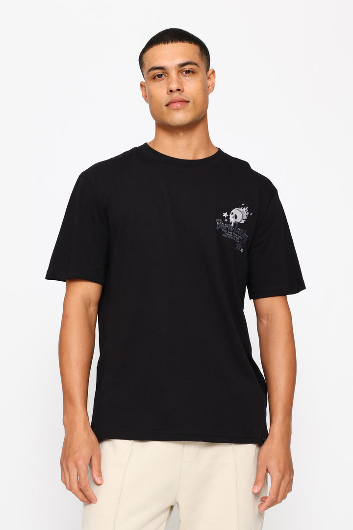 Born Lucky Front & Back Tee - Black