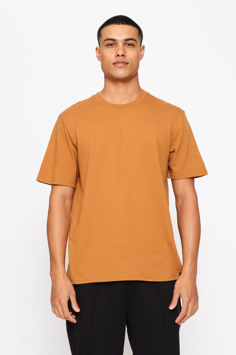 Basic Textured Crew Tee - Burnt Orange