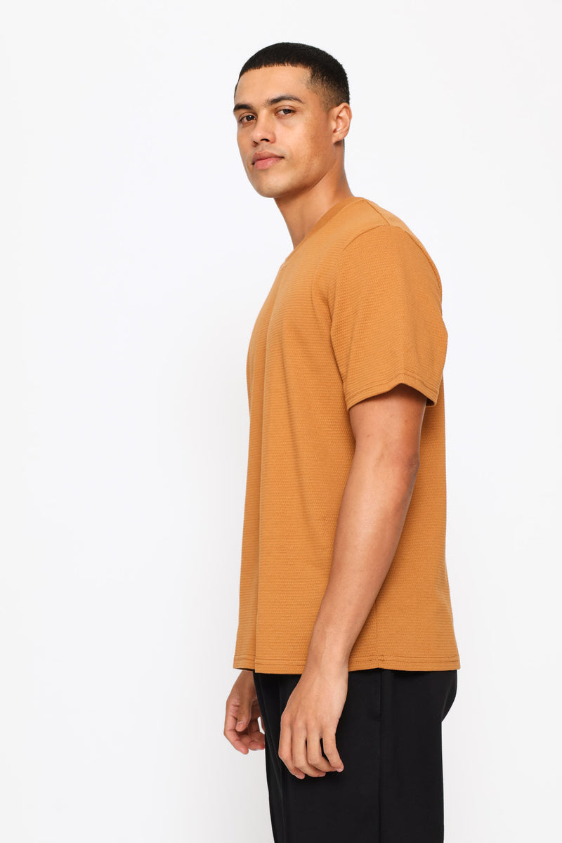 Basic Textured Crew Tee - Burnt Orange