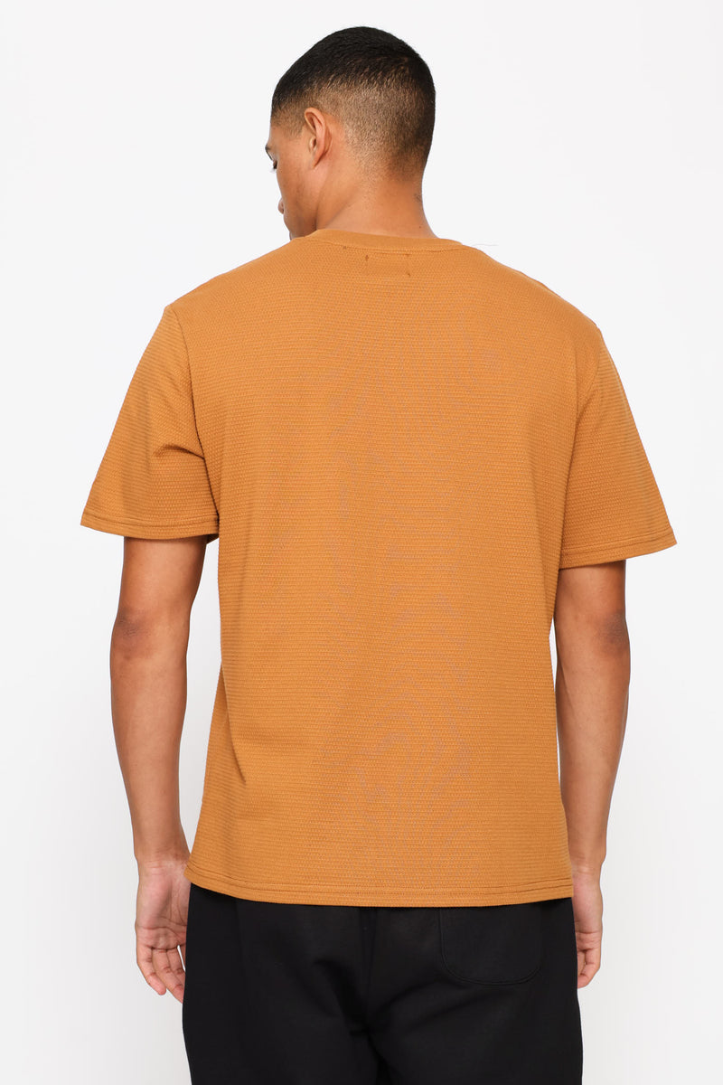 Basic Textured Crew Tee - Burnt Orange