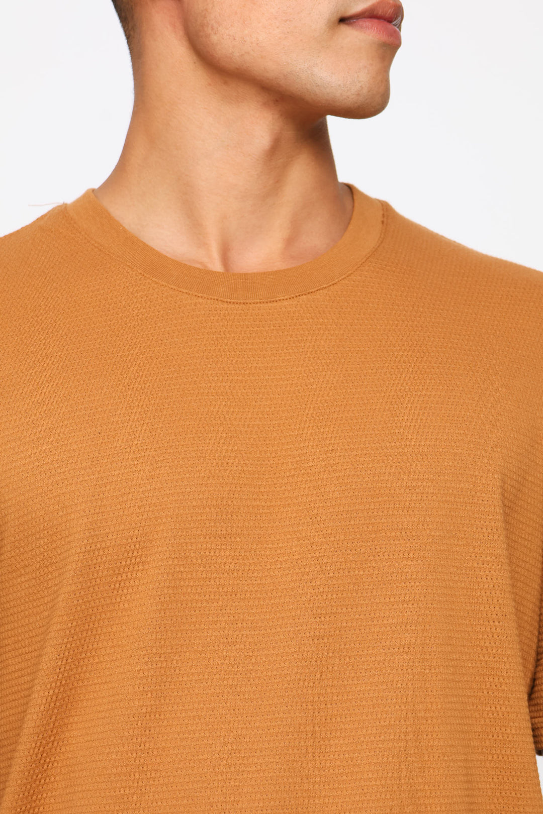 Basic Textured Crew Tee - Burnt Orange