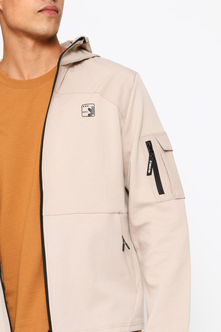Tech Fleece Zip Through Hoody - Stone