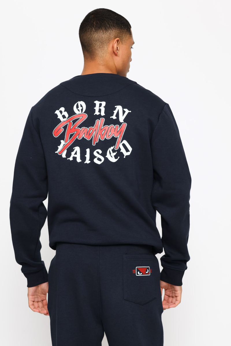Gothic Text Crew Top - Navy