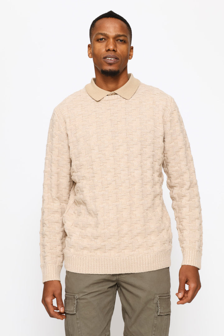 Tetris Crew Knitwear - Stone