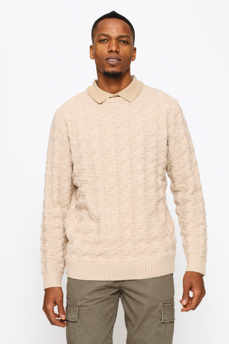 Tetris Crew Knitwear - Stone