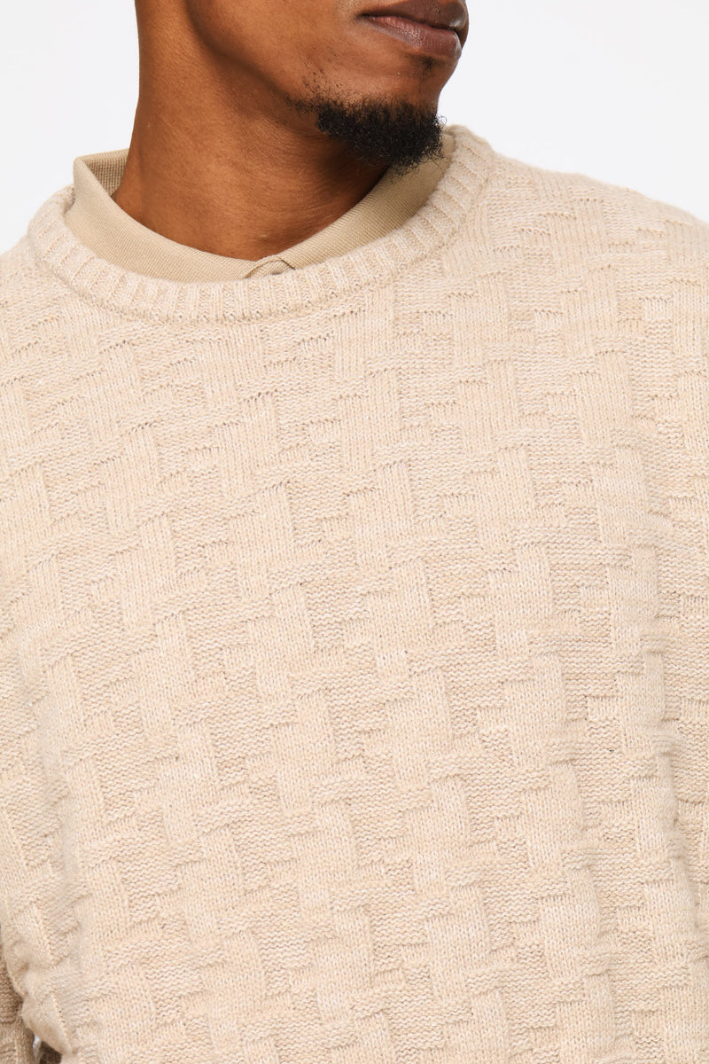 Tetris Crew Knitwear - Stone