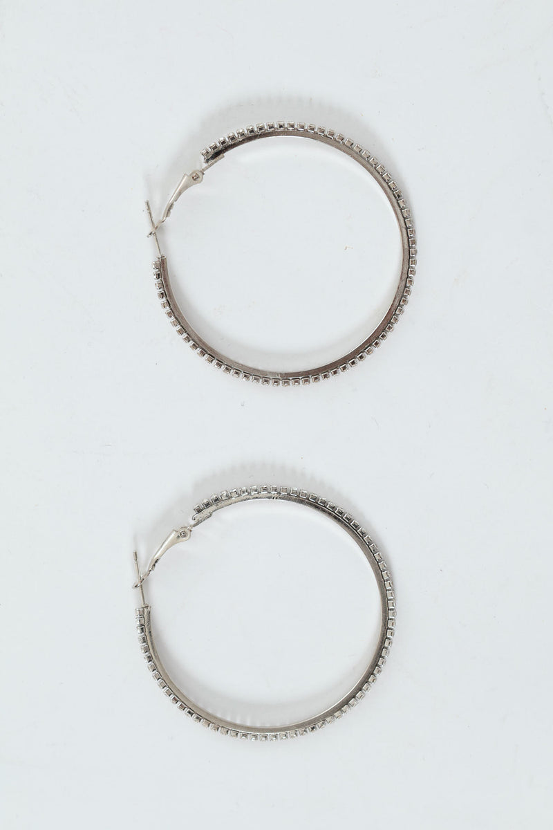 Diamante Hoop Earrings - Silver