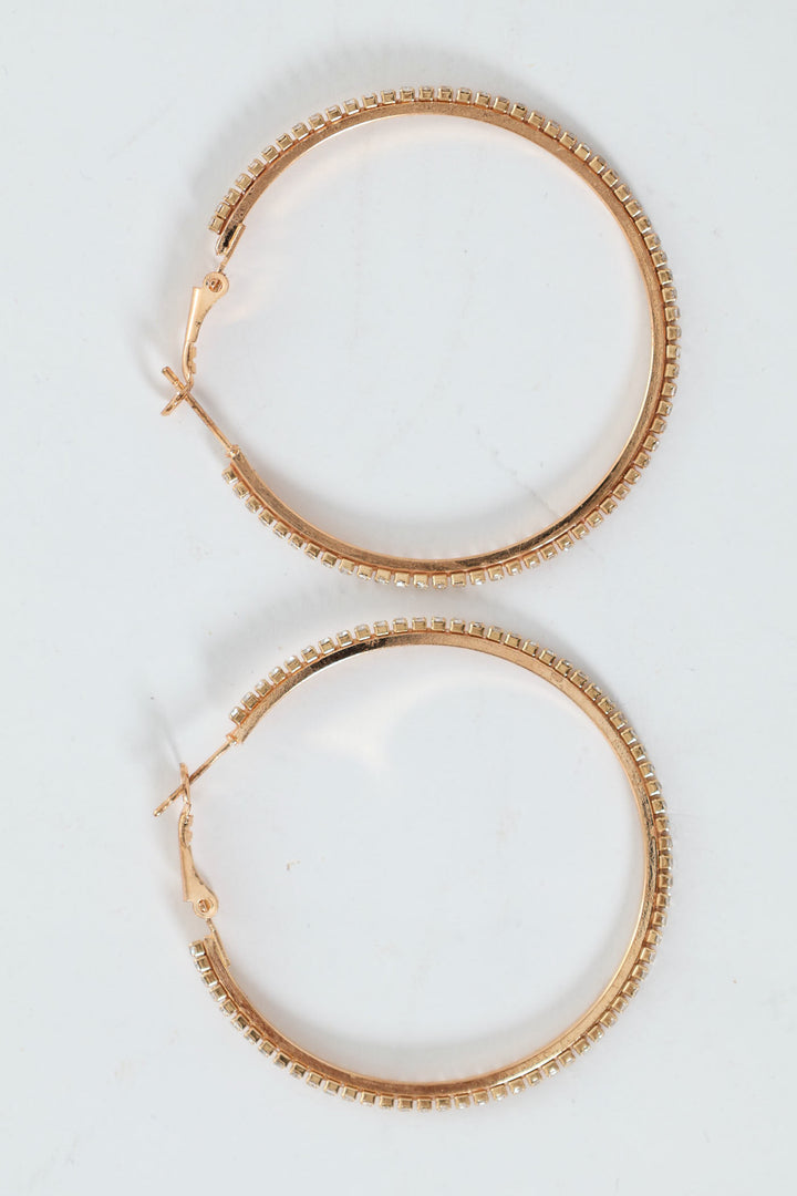Diamante Hoop Earrings - Gold