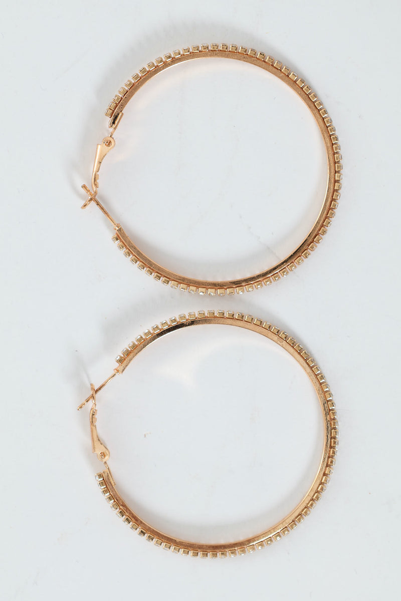 Diamante Hoop Earrings - Gold