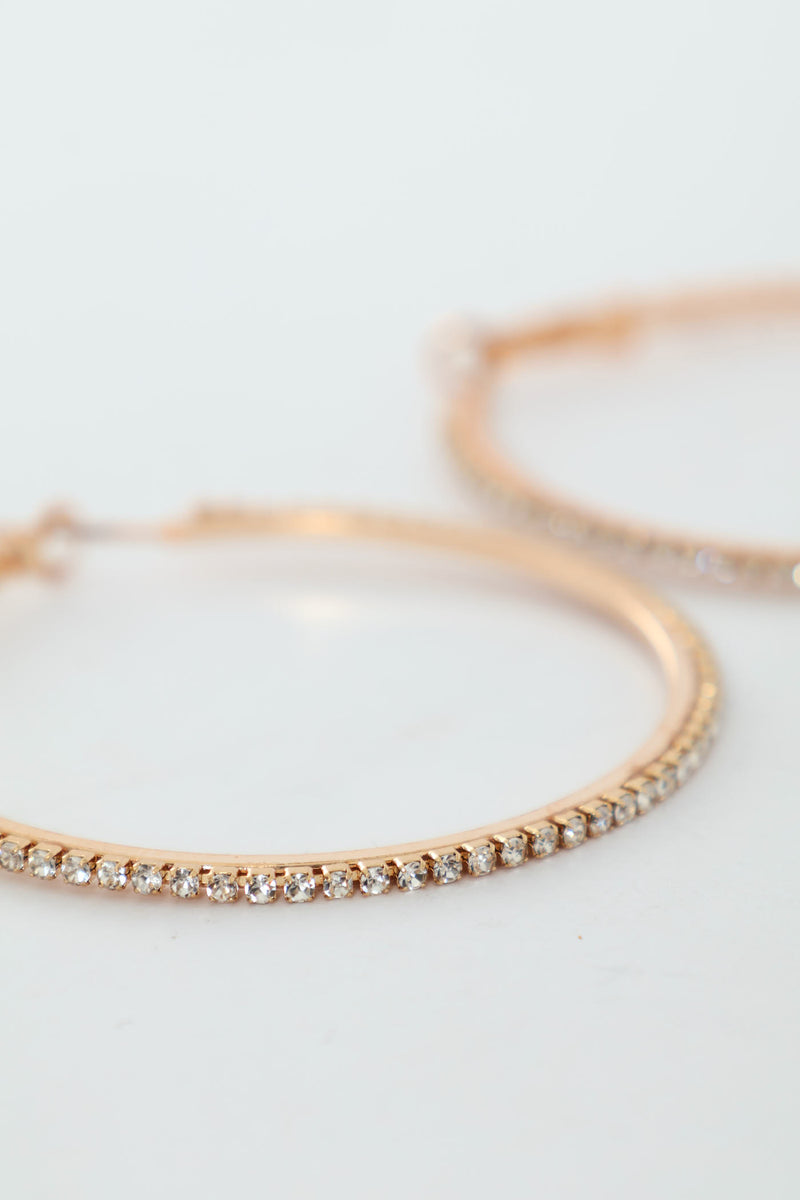 Diamante Hoop Earrings - Gold