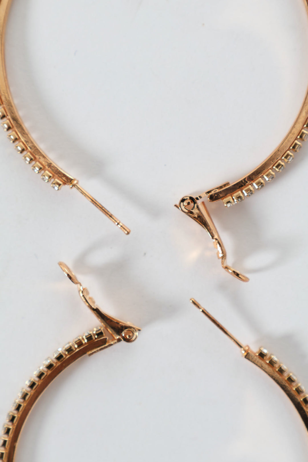 Diamante Hoop Earrings - Gold