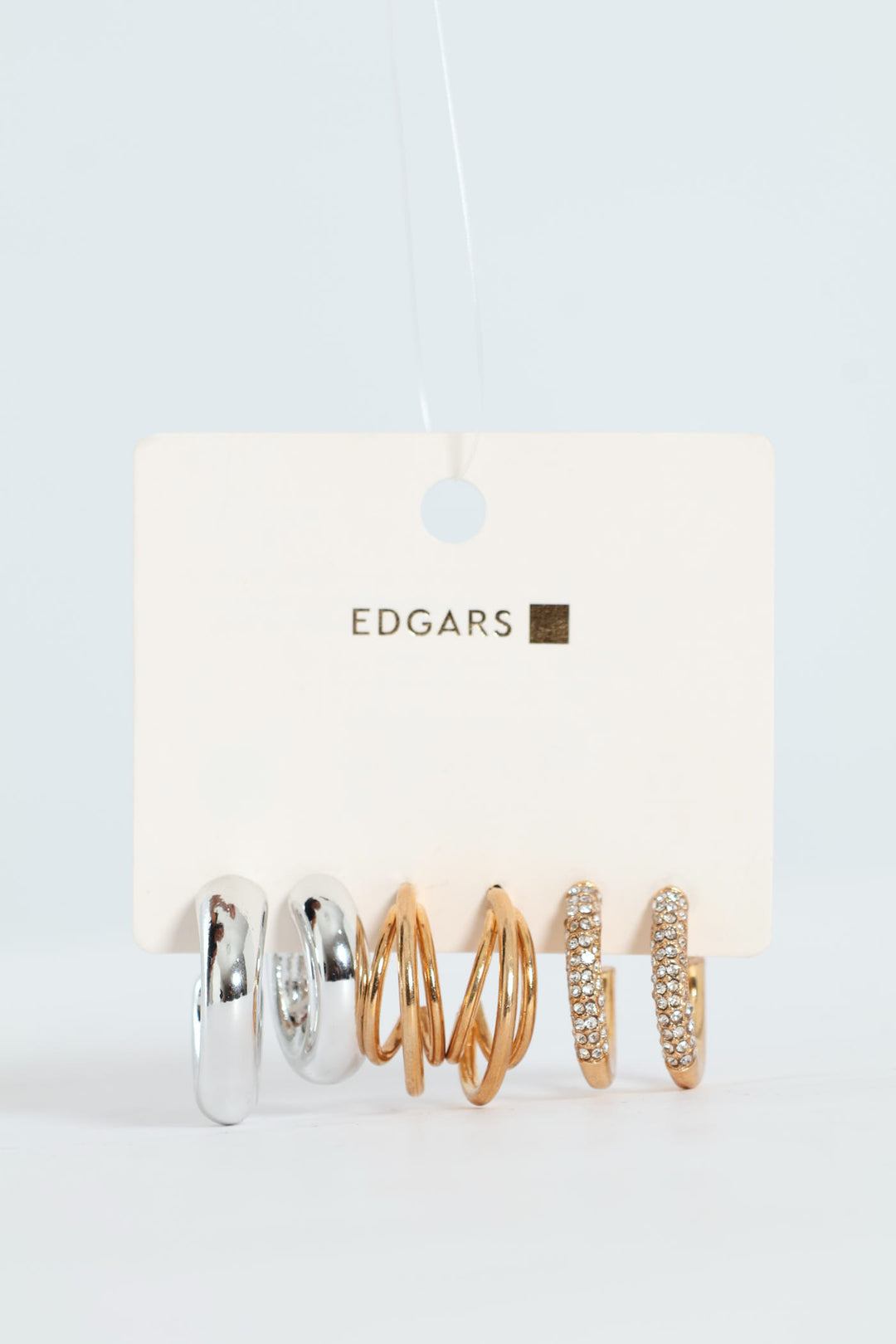 3 Pack Mixed Metals Hoop Earrings