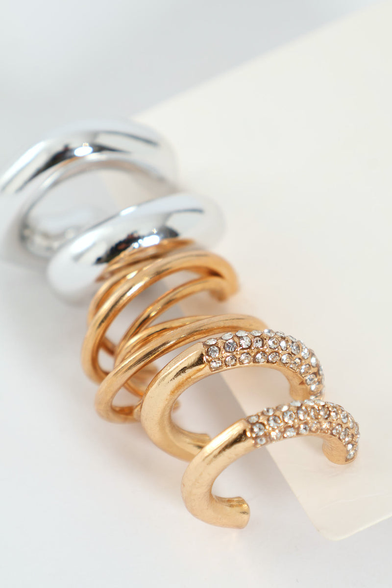 3 Pack Mixed Metals Hoop Earrings