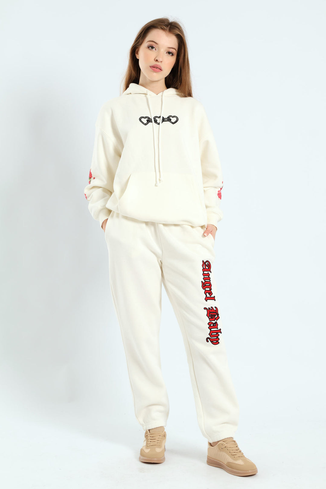 Angel Heart Chain Hoodie - White