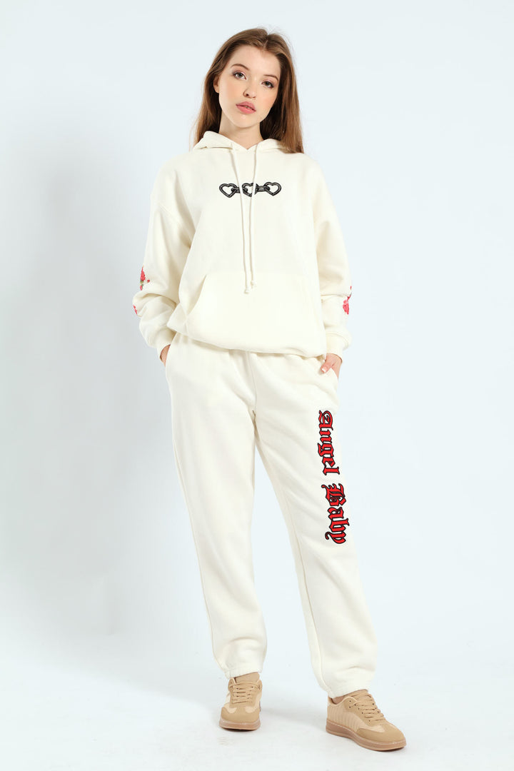 Angel Heart Chain Hoodie - White