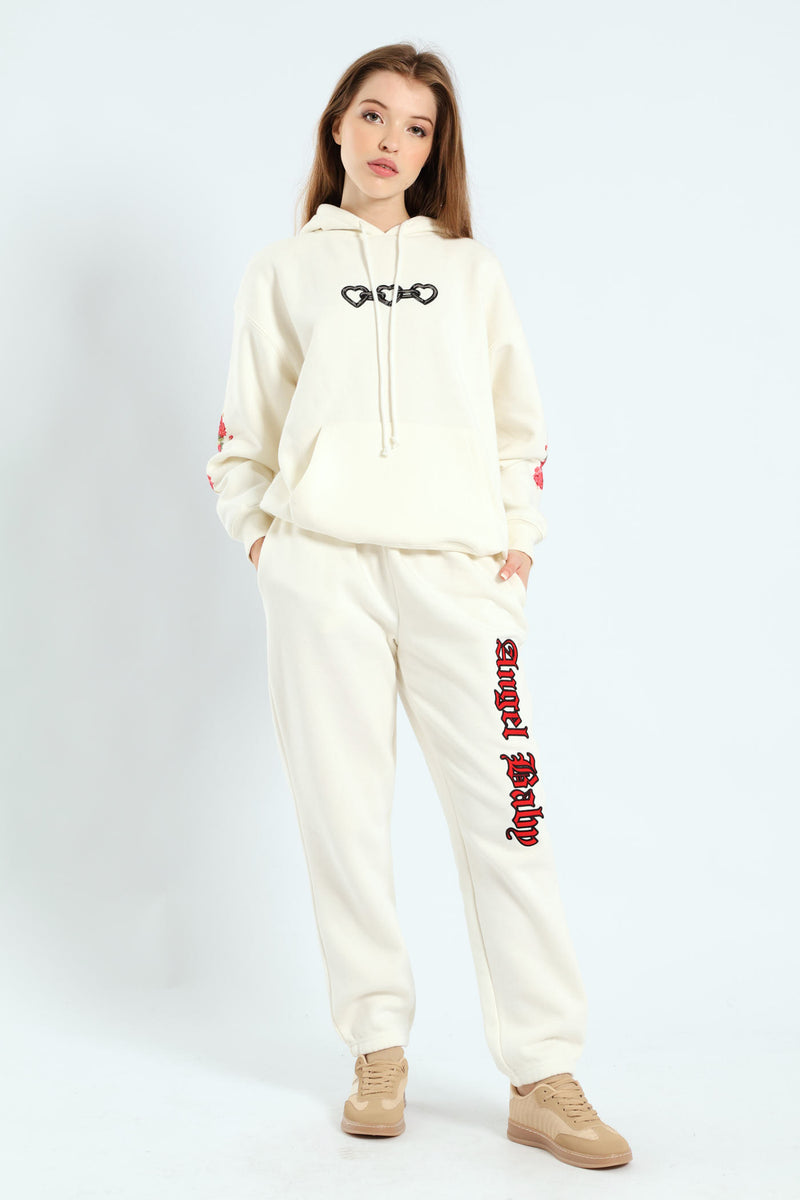 Angel Heart Chain Hoodie - White