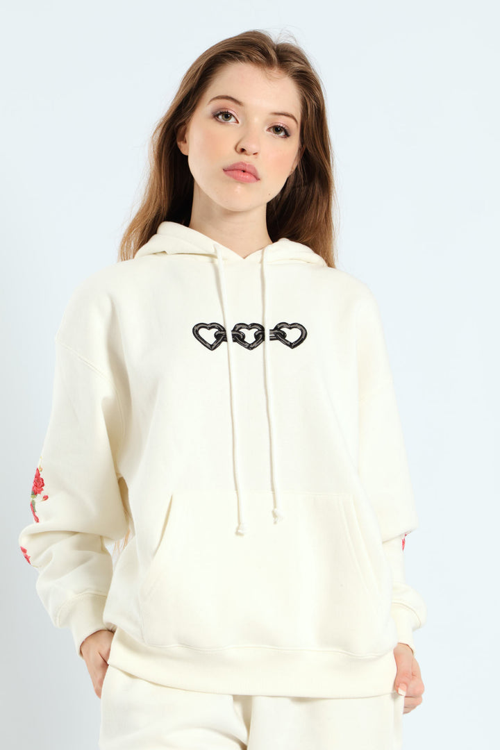 Angel Heart Chain Hoodie - White