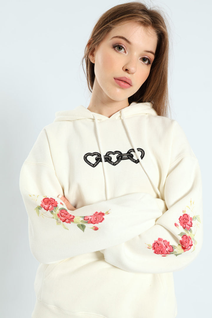 Angel Heart Chain Hoodie - White