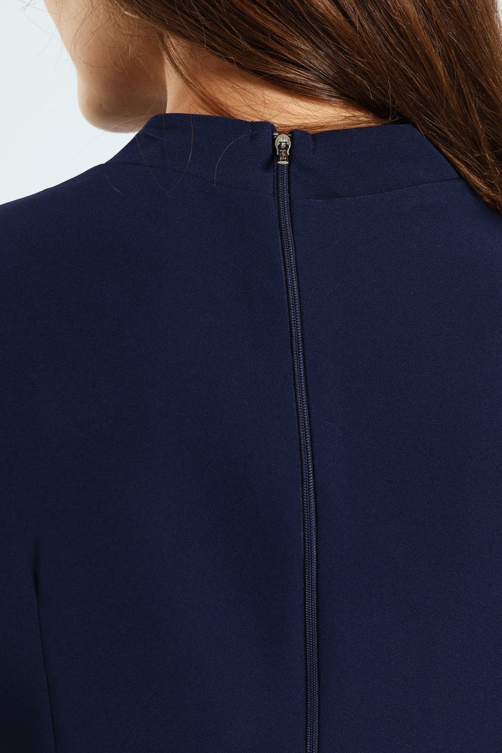 Kitty Bow Pencil Dress - Navy