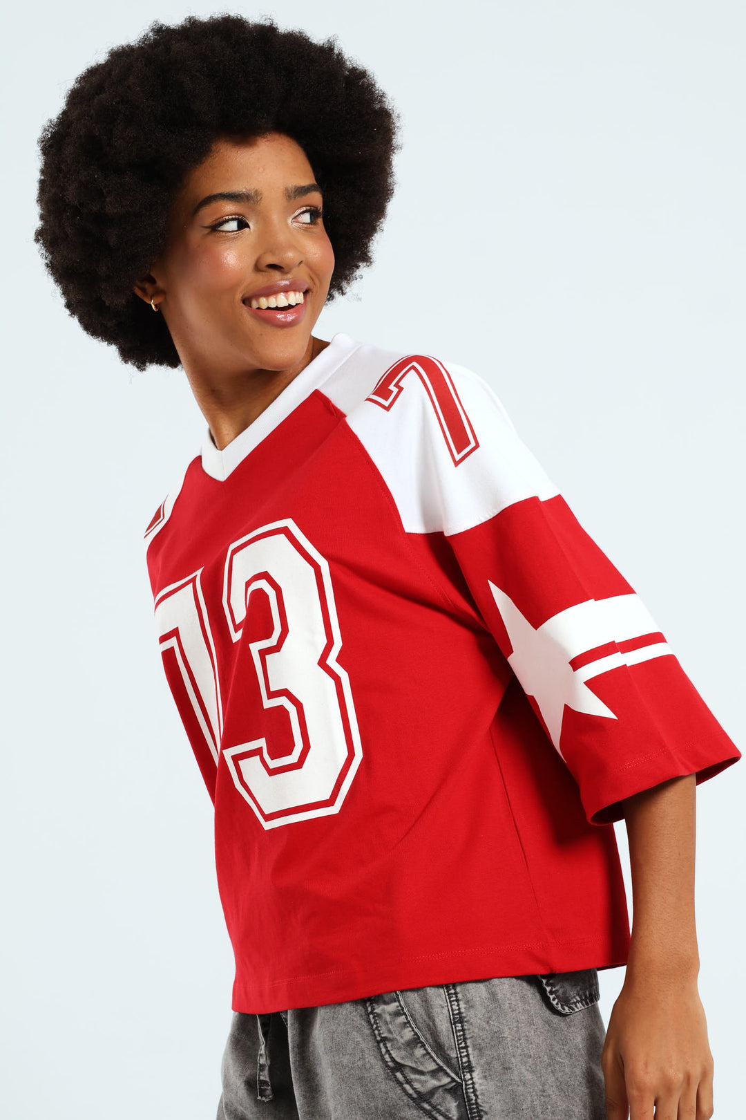 Boxy Football Tee - Red