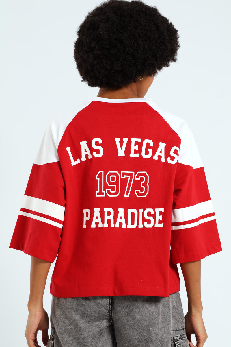 Boxy Football Tee - Red