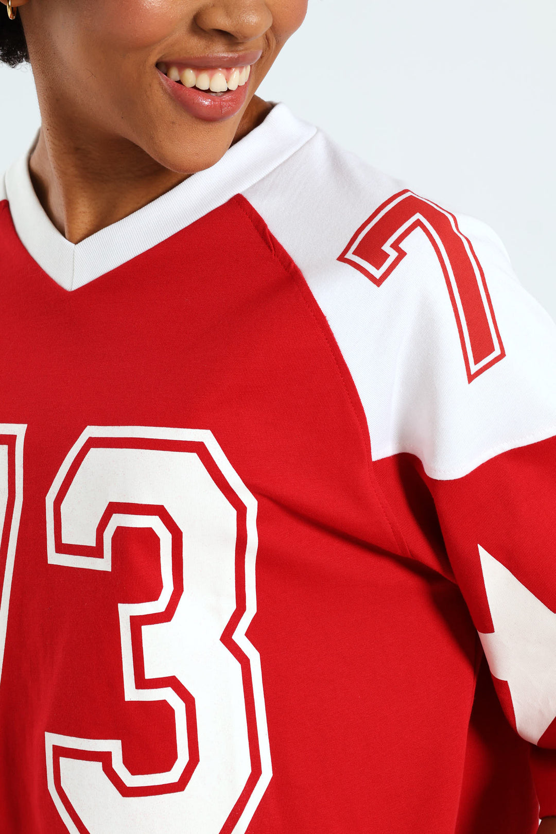 Boxy Football Tee - Red