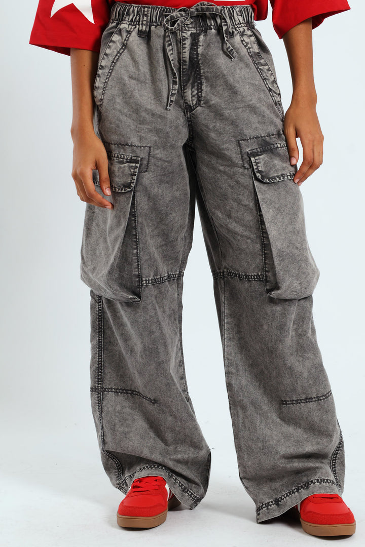 Enzyme Cargo Wide Leg Pants - Grey