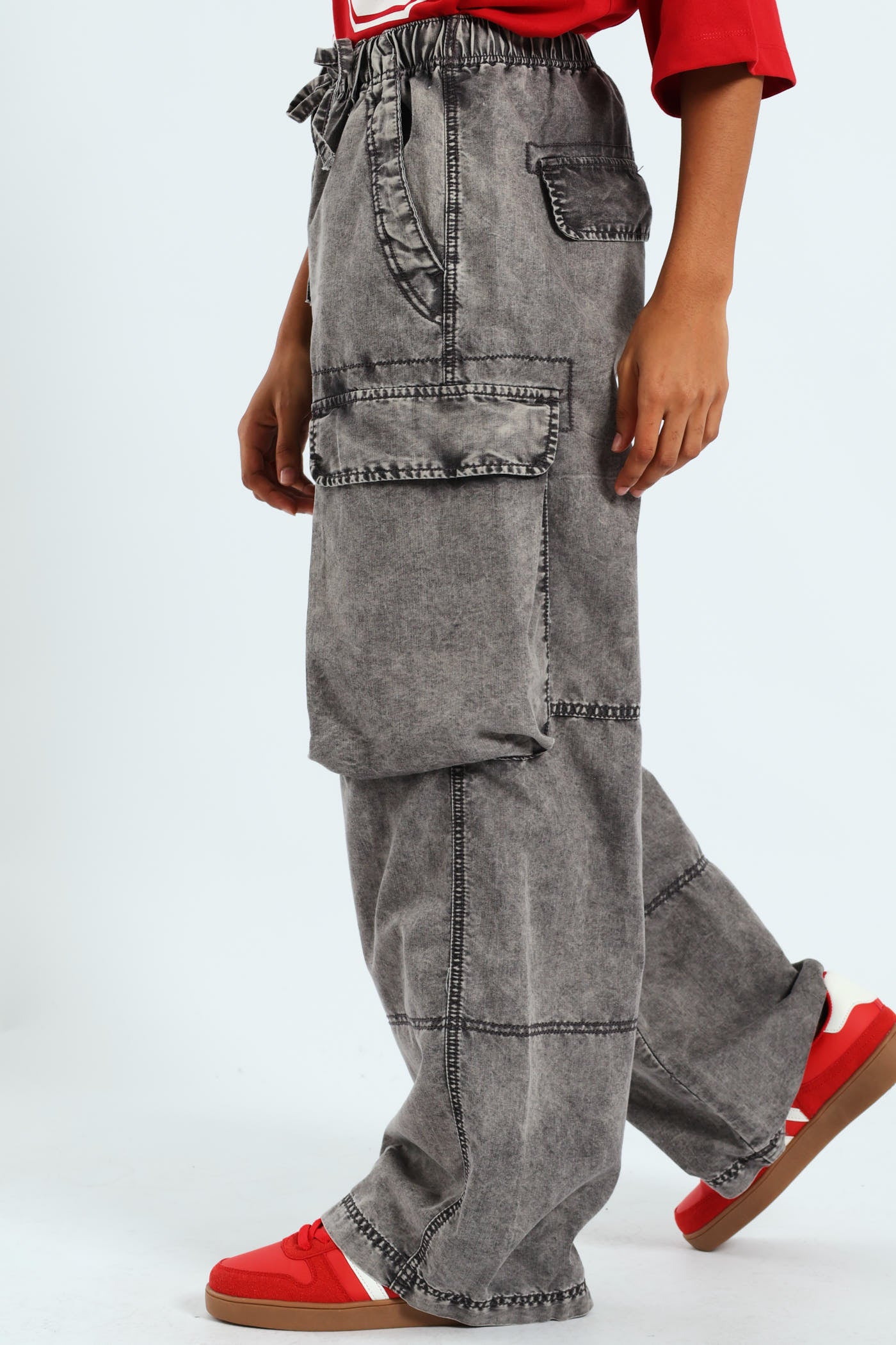 Ladies Enzyme Cargo Wide Leg Pants - Grey – Edgars