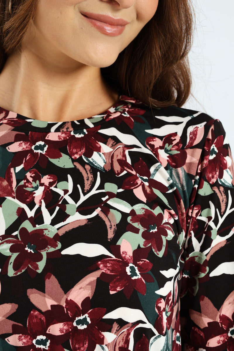 Long Sleeve Rib Combo Midi Dress