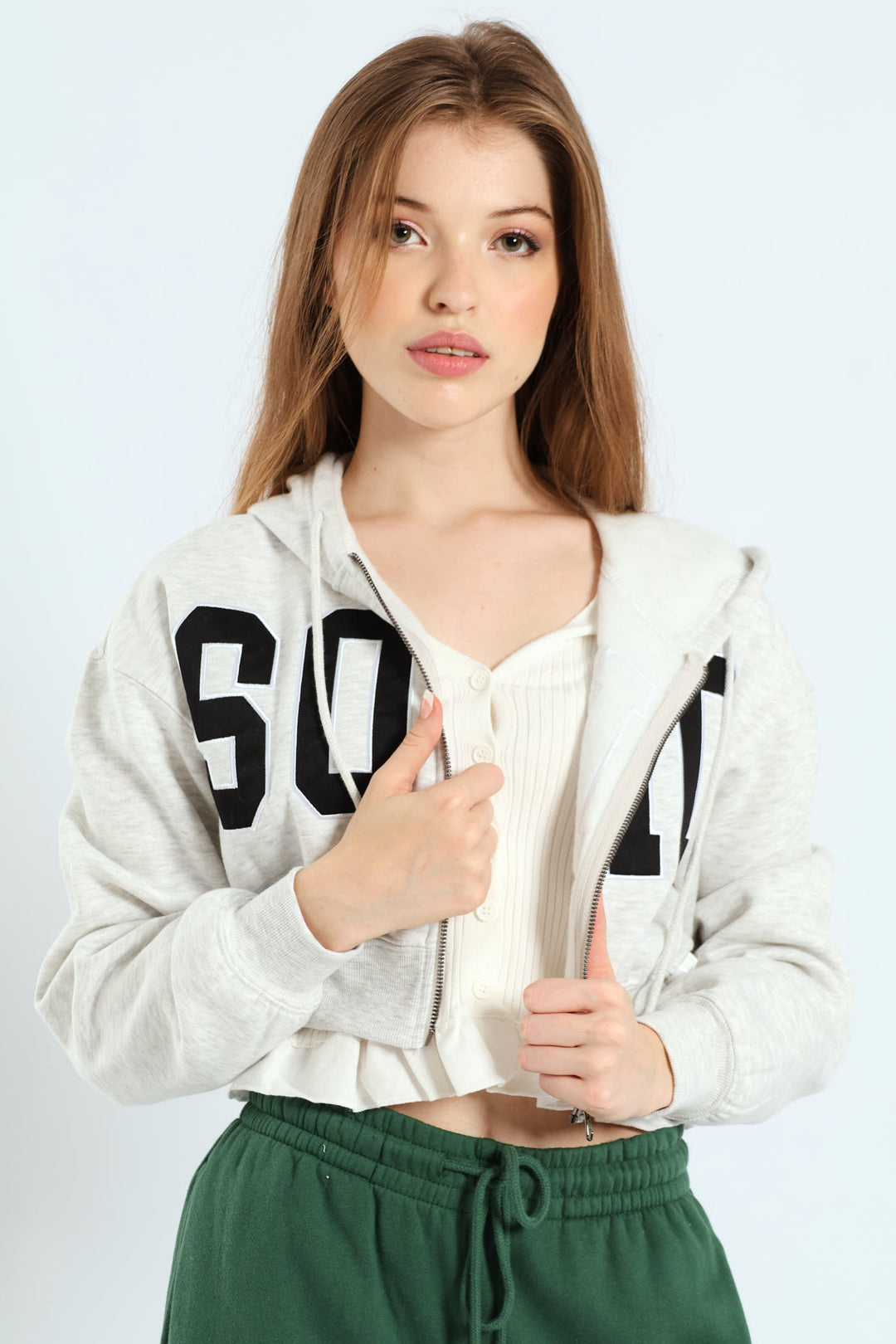 Athletic Cropped Jacket - Grey