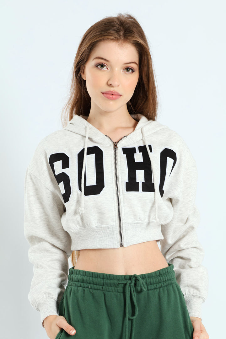 Athletic Cropped Jacket - Grey