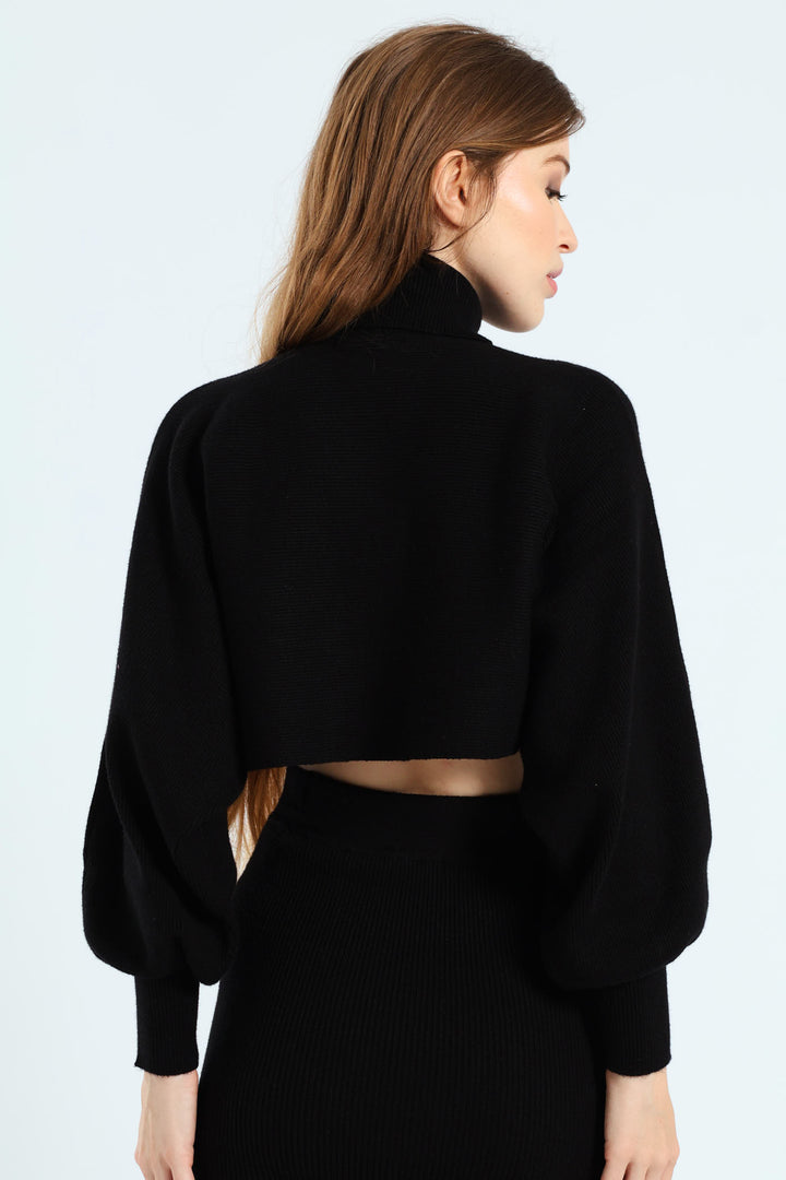Turtleneck Sweater & Skirt - Black
