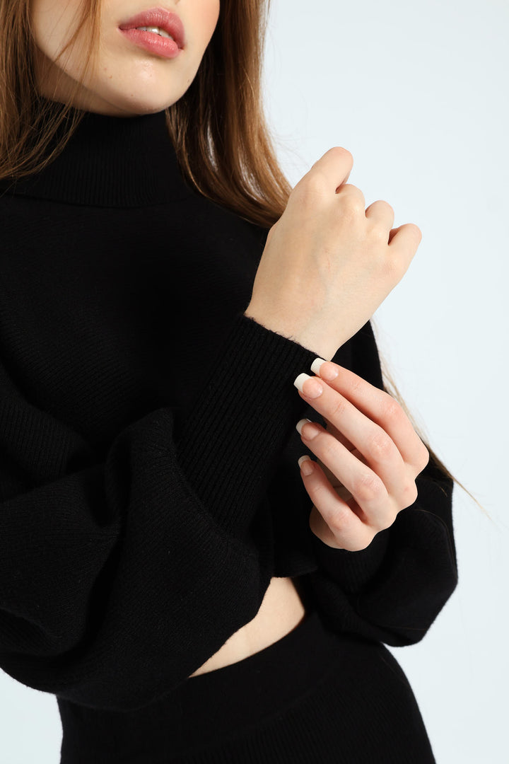 Turtleneck Sweater & Skirt - Black