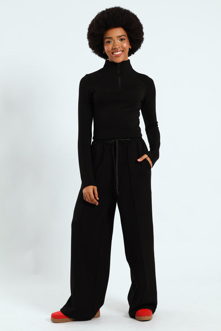 Soft Touch 1/4 Zip Top - Black