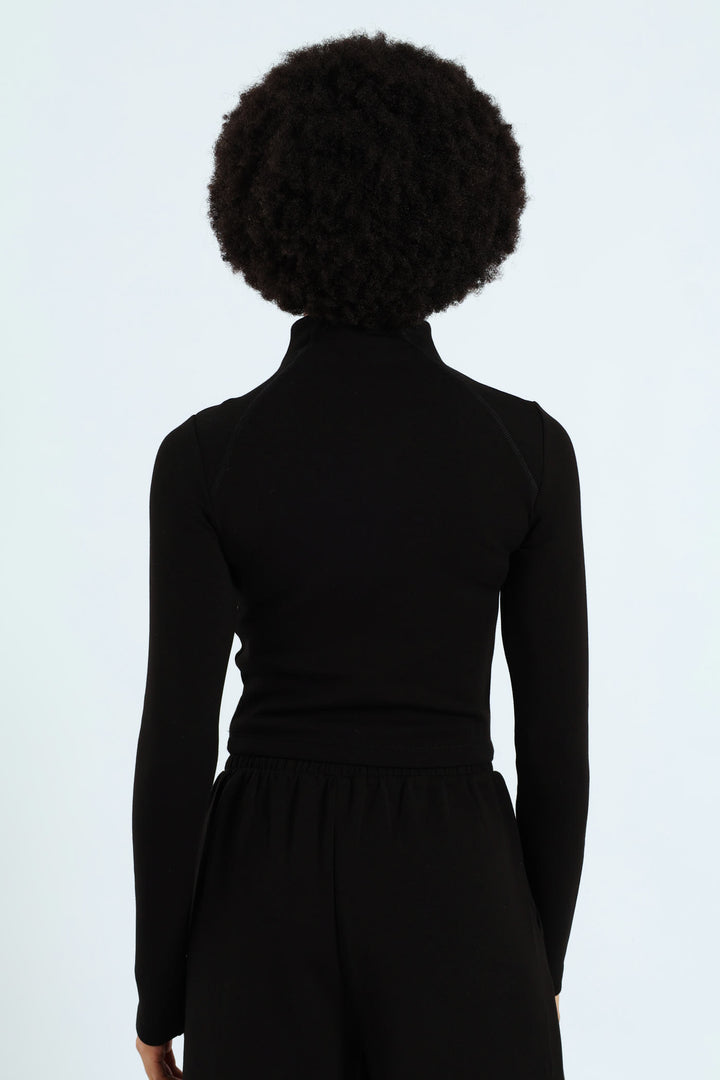 Soft Touch 1/4 Zip Top - Black