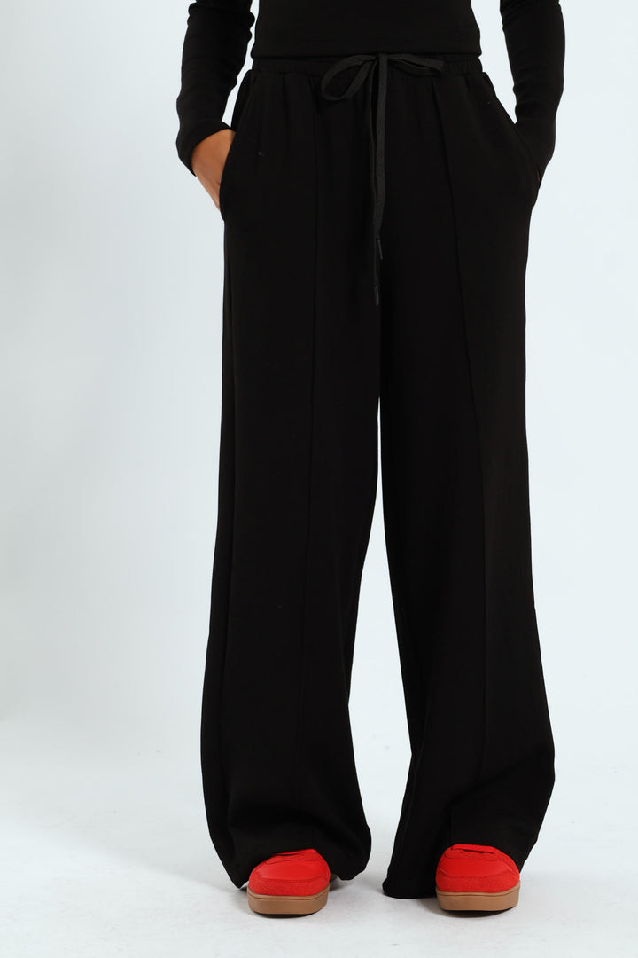 Soft Touch Wide Leg Pants Set - Black