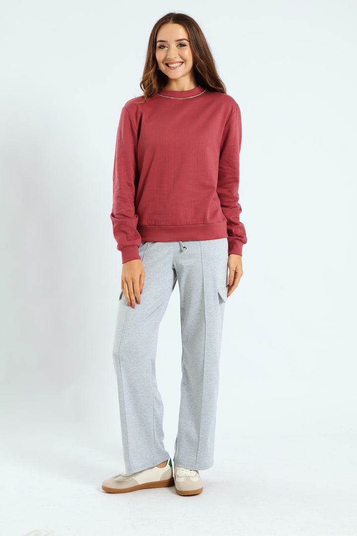 Long Sleeve Diamante Neckline Pullover - Deco Rose