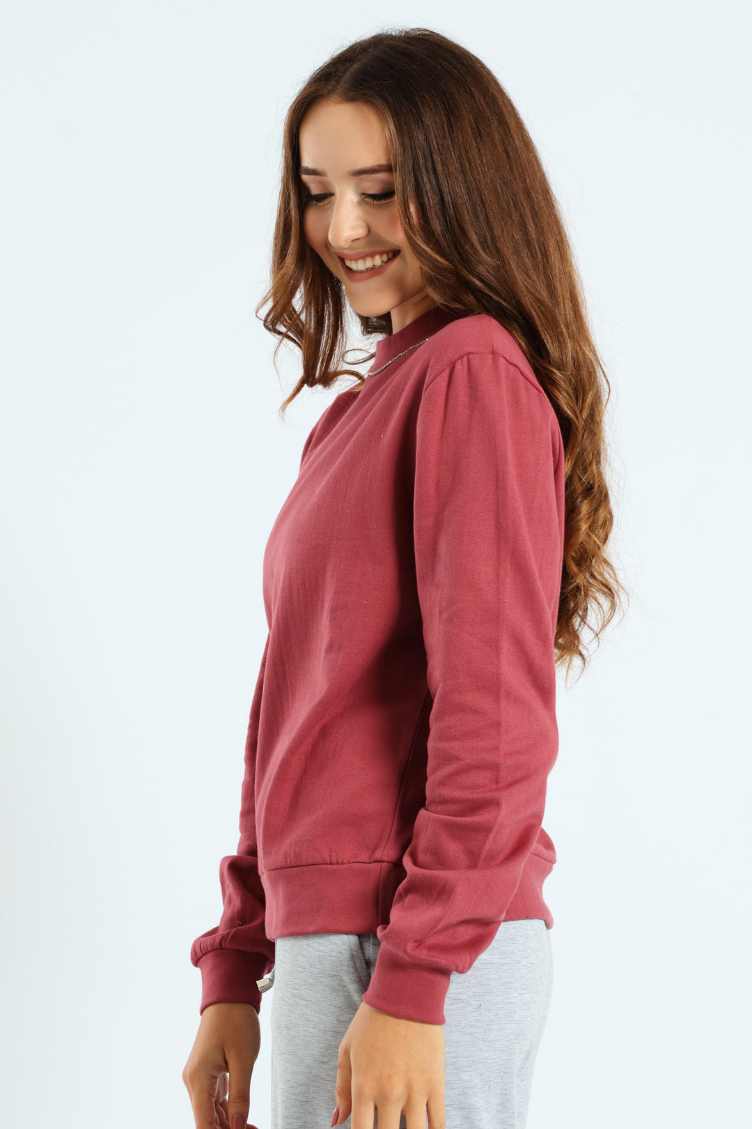 Long Sleeve Diamante Neckline Pullover - Deco Rose