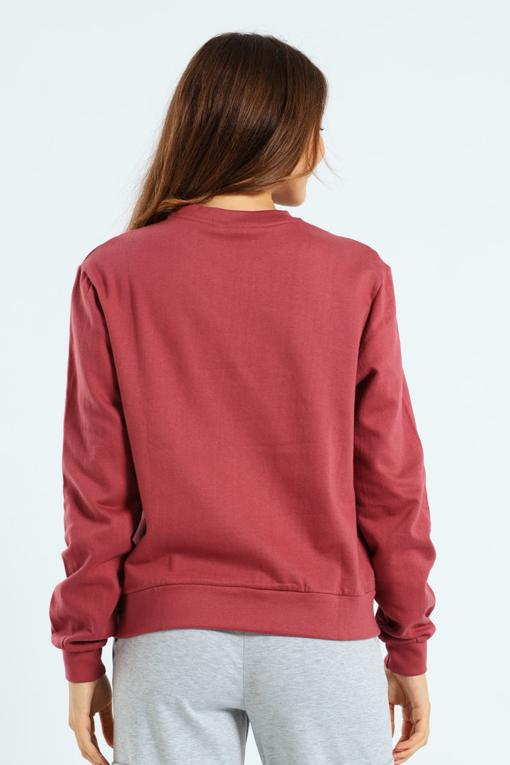 Long Sleeve Diamante Neckline Pullover - Deco Rose