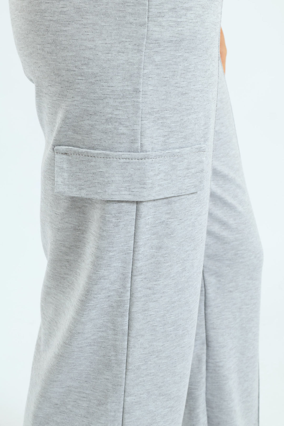 Pinched Seam Utility Ponti Wideleg Trouser - Grey Melange