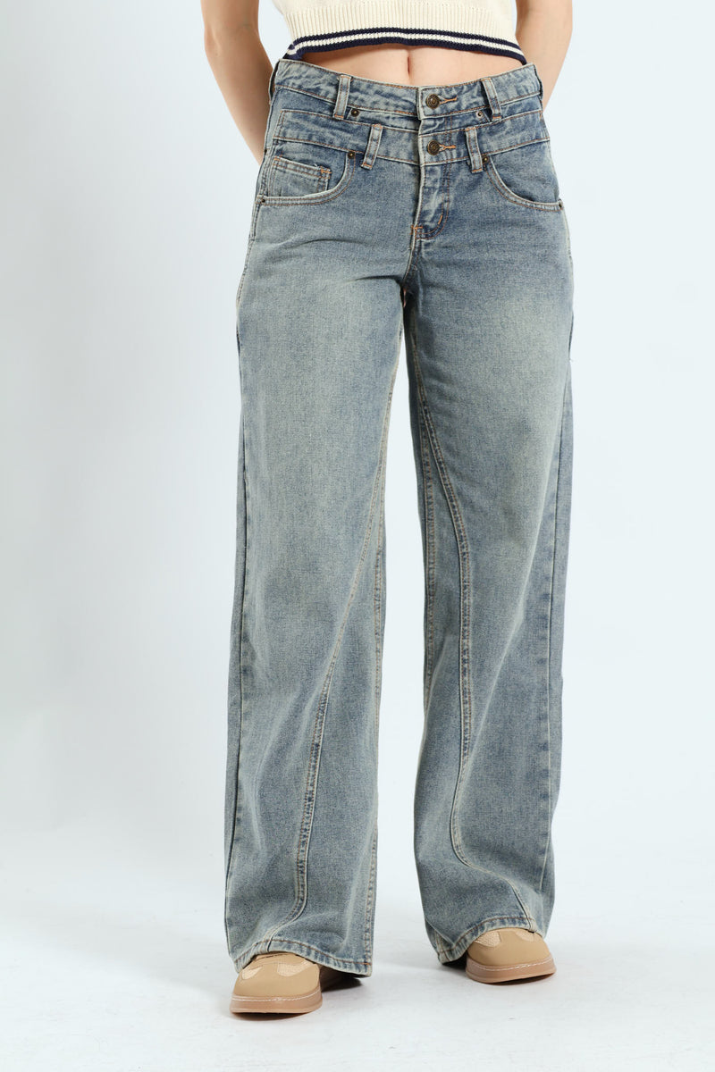 Baggy Denim Jean - Mid Blue