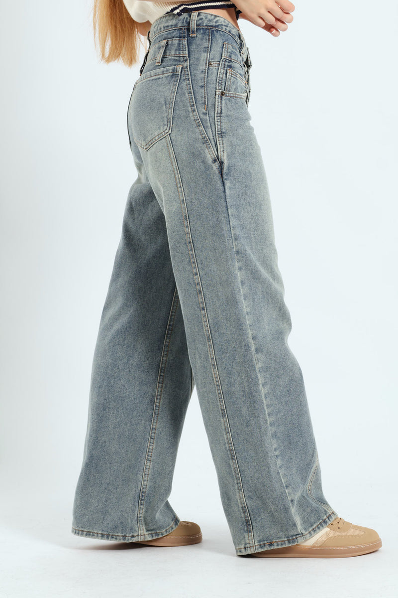 Baggy Denim Jean - Mid Blue