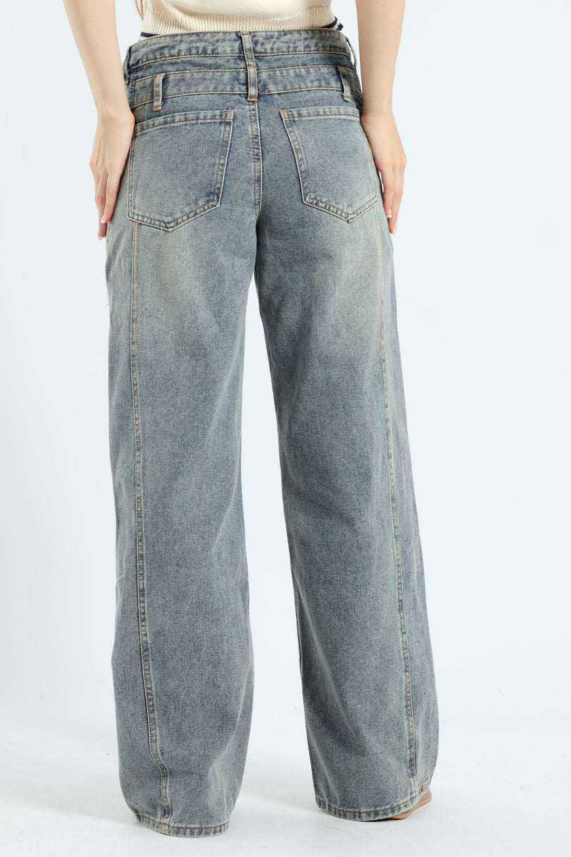 Baggy Denim Jean - Mid Blue