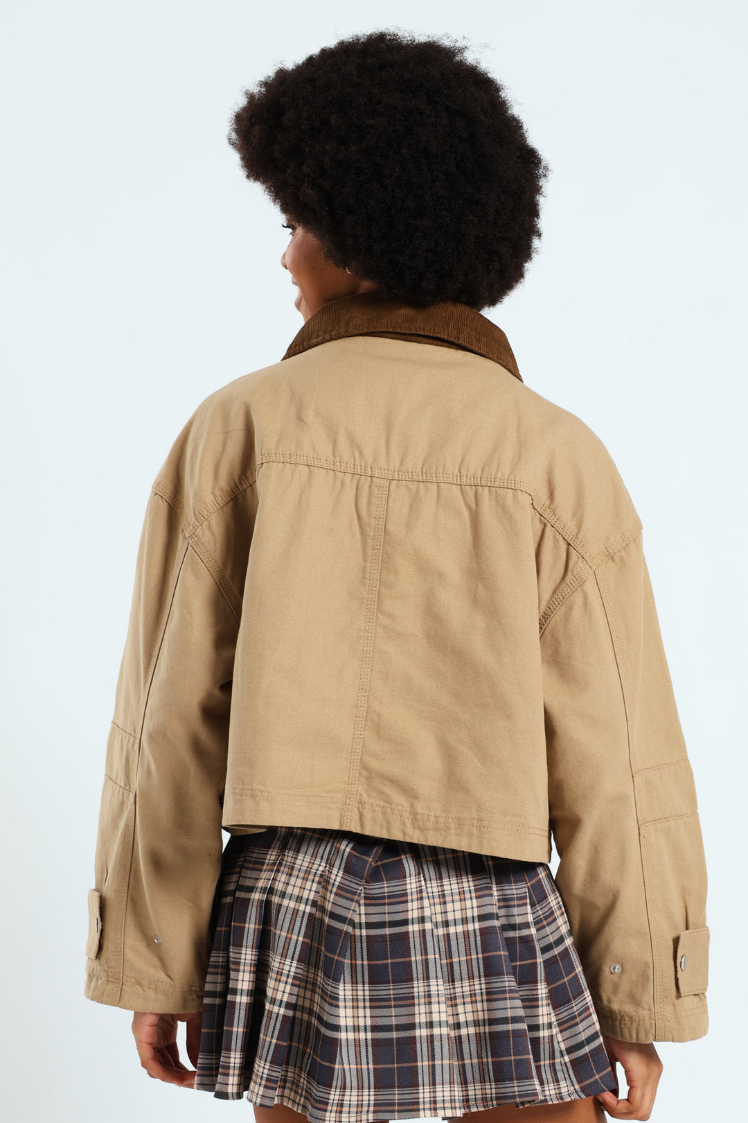 Corduroy Collar Utility Jacket - Stone