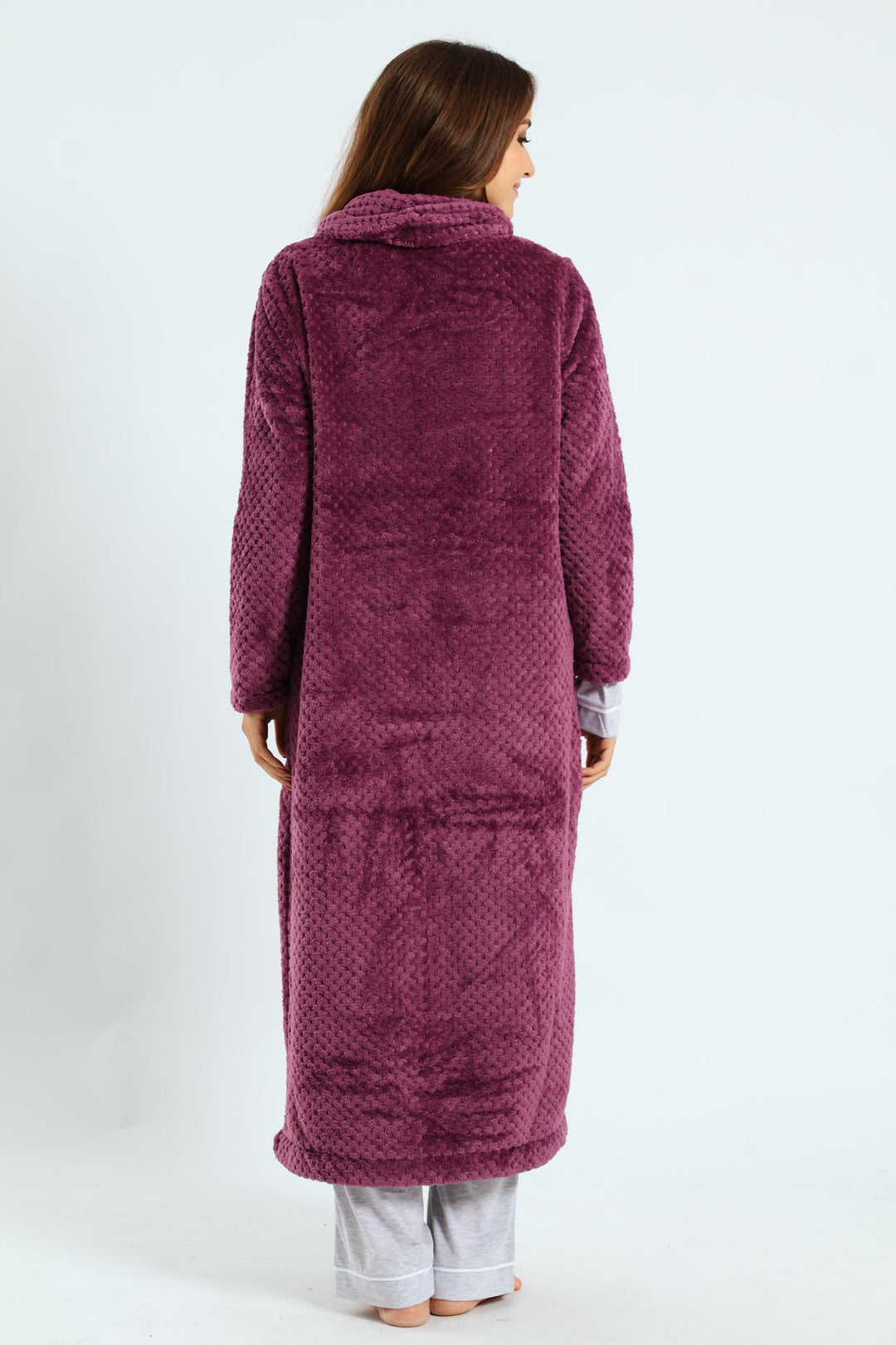 Ankle Length Zip-Through Gown - Purple